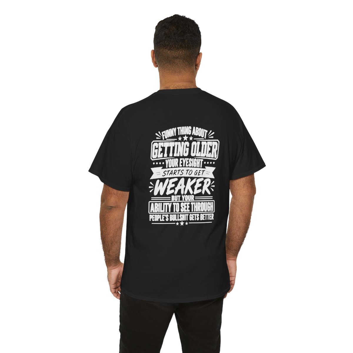 Getting Older — Gildan 5000 Back Print Tee — black, Model back view